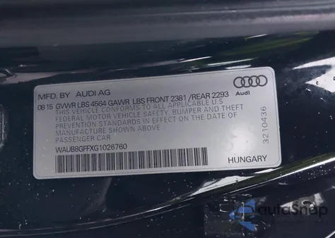 2016 Audi A3 2.0T Premium z USA, uszkodzony, nr VIN WAUB8GFFXG1026760